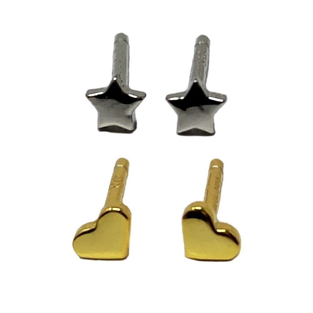 Gold Heart and Silver Star Earrings